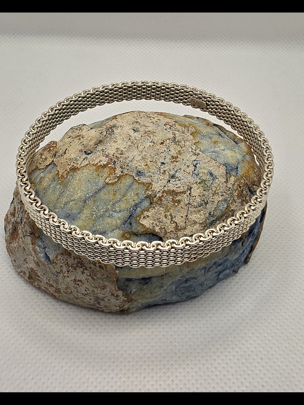 Sterling Silver Woven Bangle Bracelet - Silver
